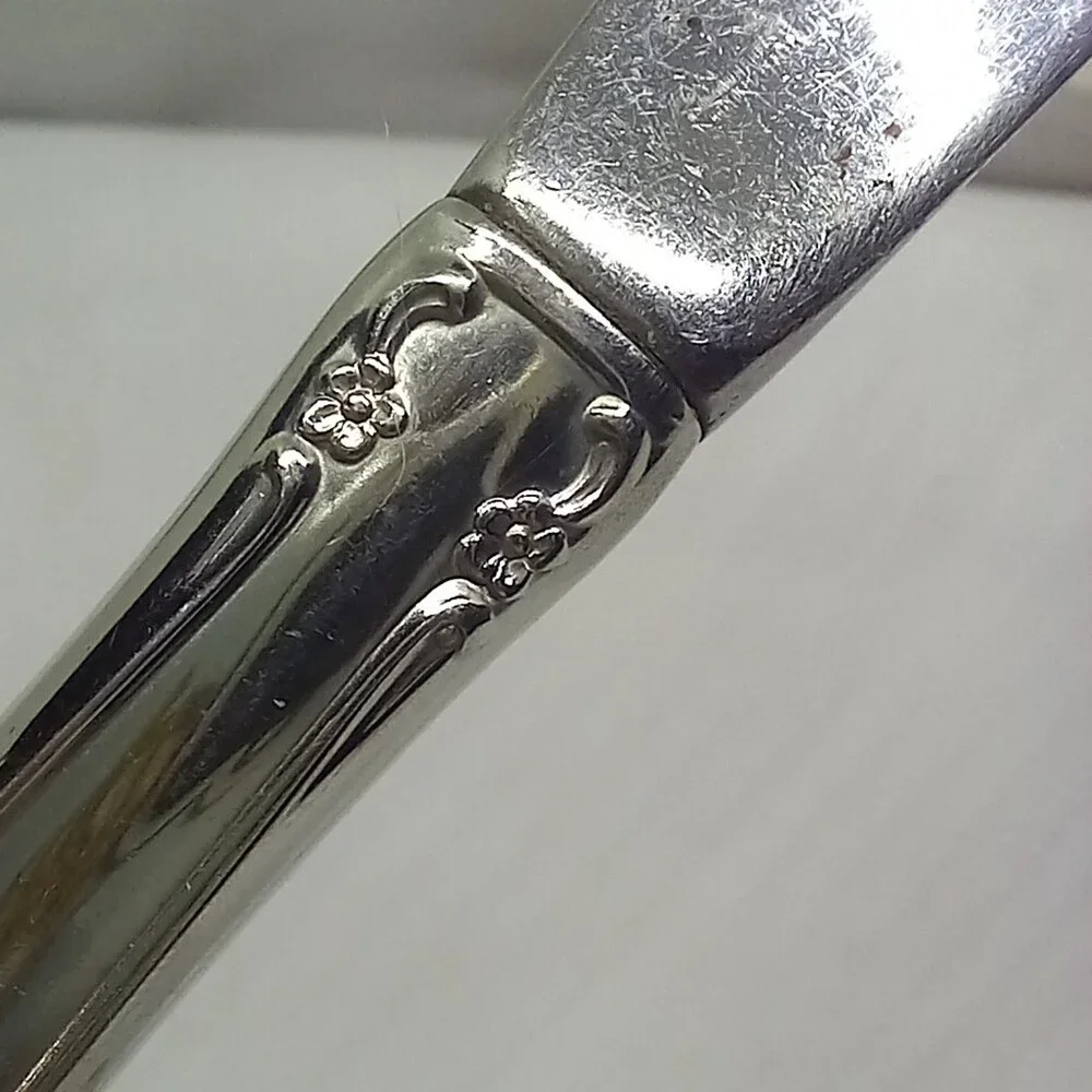 Oneida Dover Stainless Steel Modern Hollow Knife-Cube Mark-Floral-Glossy